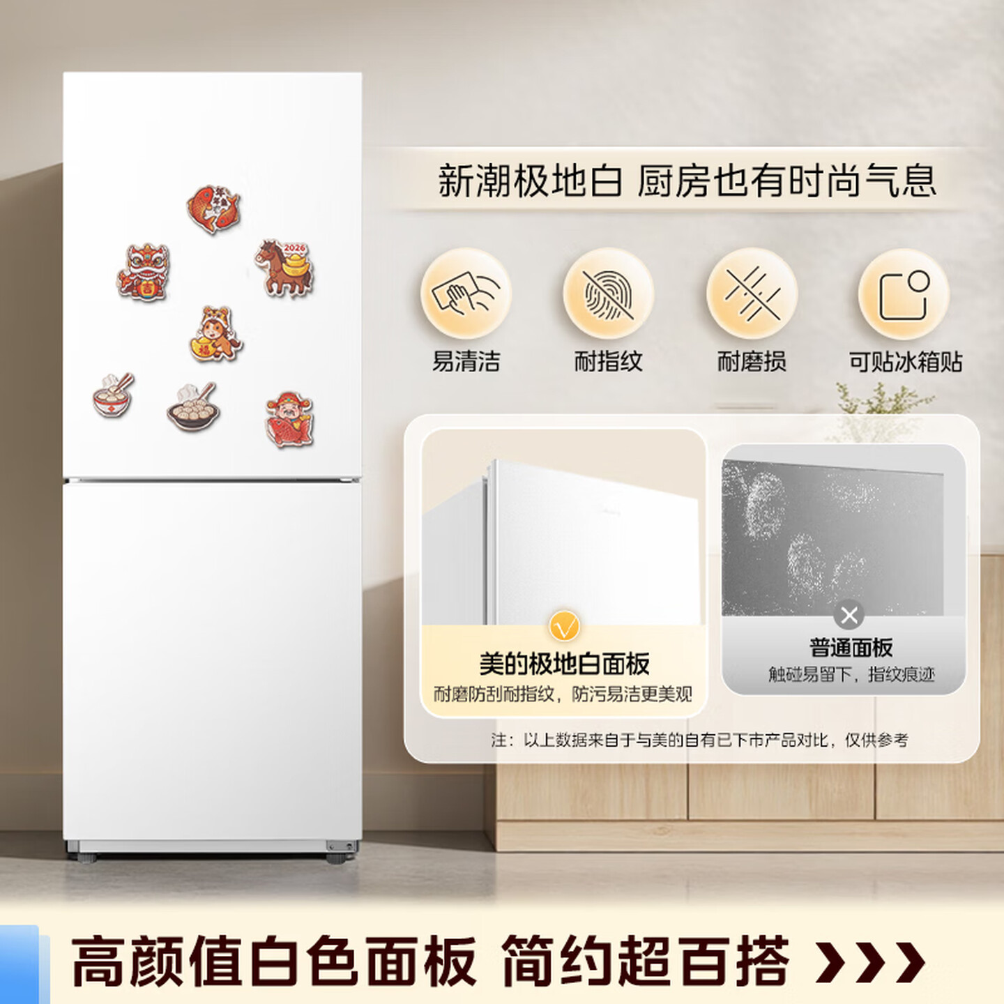 美的(Midea)182升两门冰箱一级能效家用小户型真省电可冷藏冷冻双温不占地极地白MR-191A高清大图