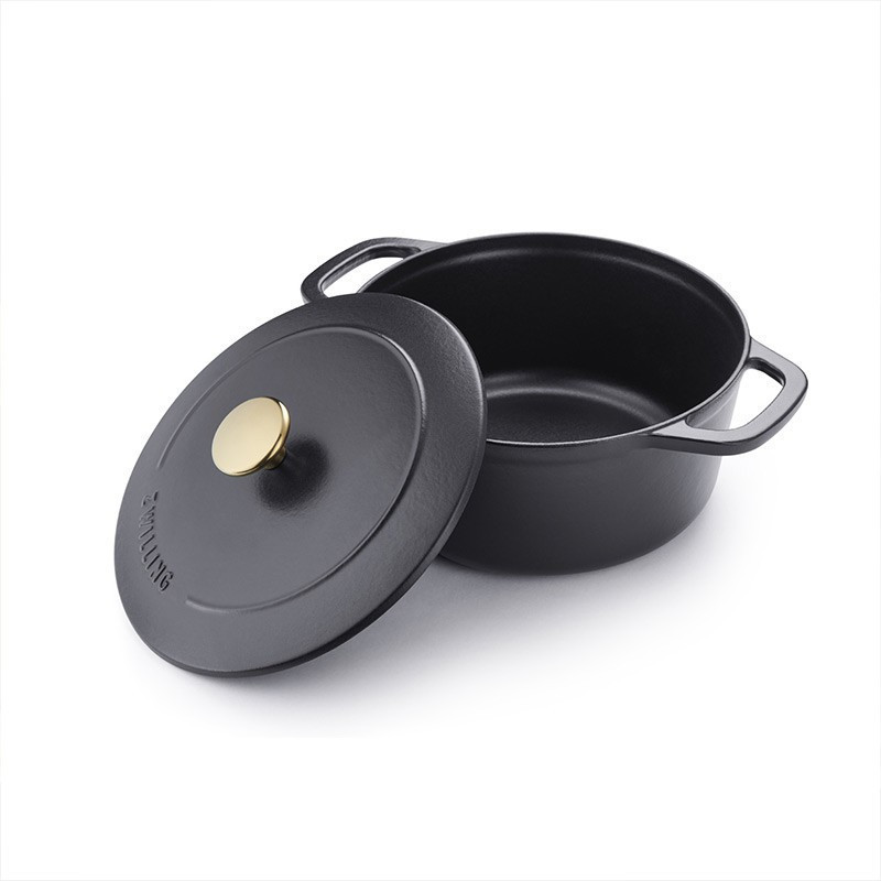 双立人zwilling铸铁锅汤锅珐琅铸铁炖锅20cm黑色参数