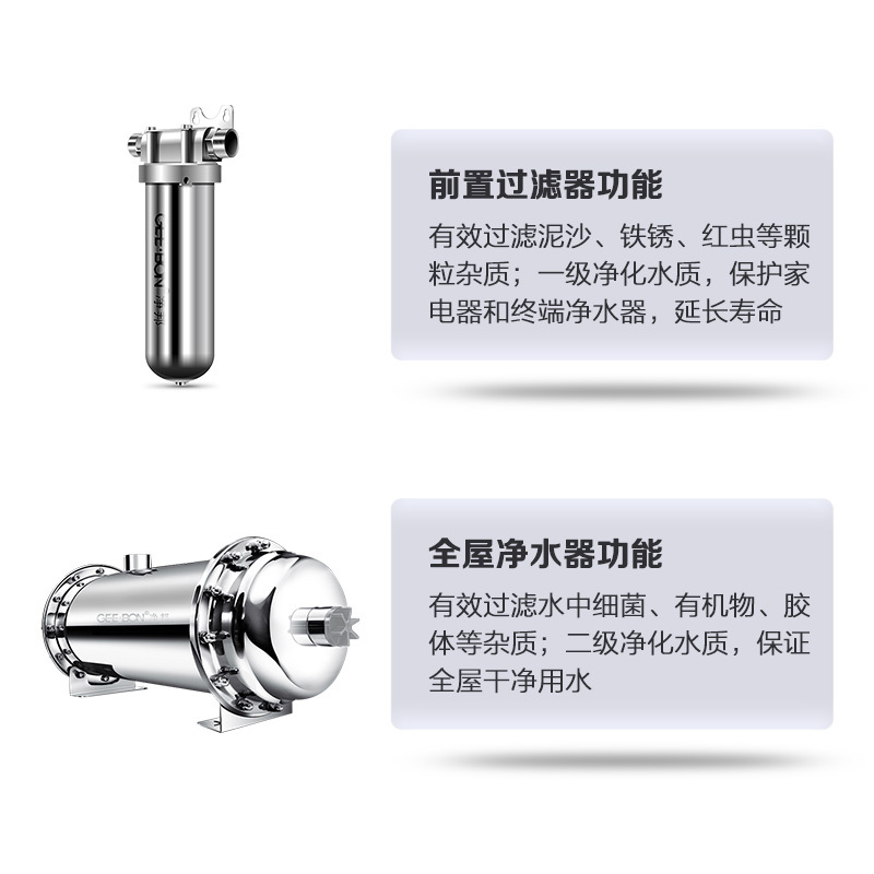 美国净邦 (GEE·BON)净水器家用全屋前置过滤器+中央净水机+反渗透纯水机别墅楼房自来水农村井水用 全屋净饮豪华套装