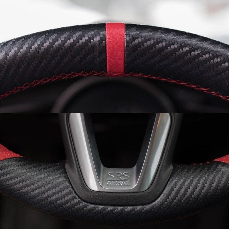 昂克赛拉方向盘套手缝真皮碳纤专用马自达3 CX-5 阿特兹CX-4把套