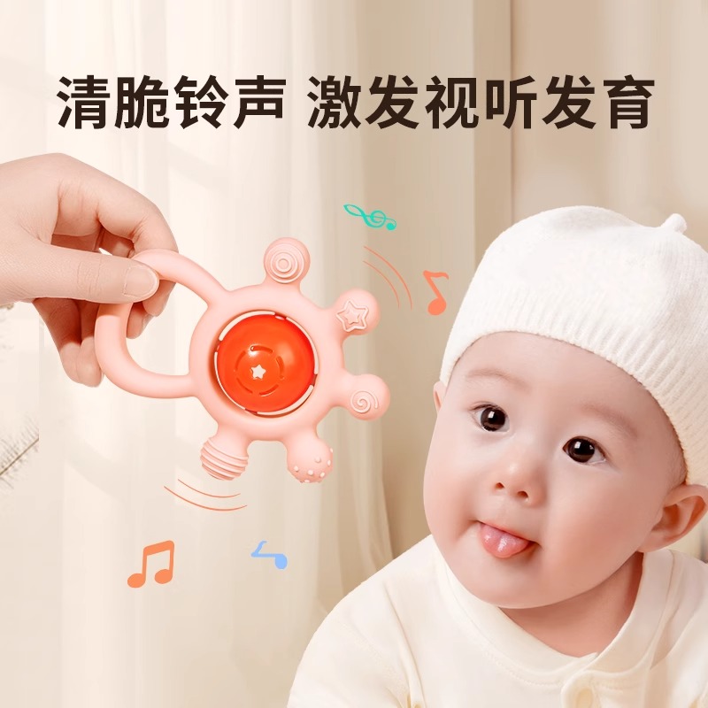 手摇铃婴儿玩具0-1岁哄娃神器新生的儿3-6月宝宝益智抓握训练牙胶高清大图