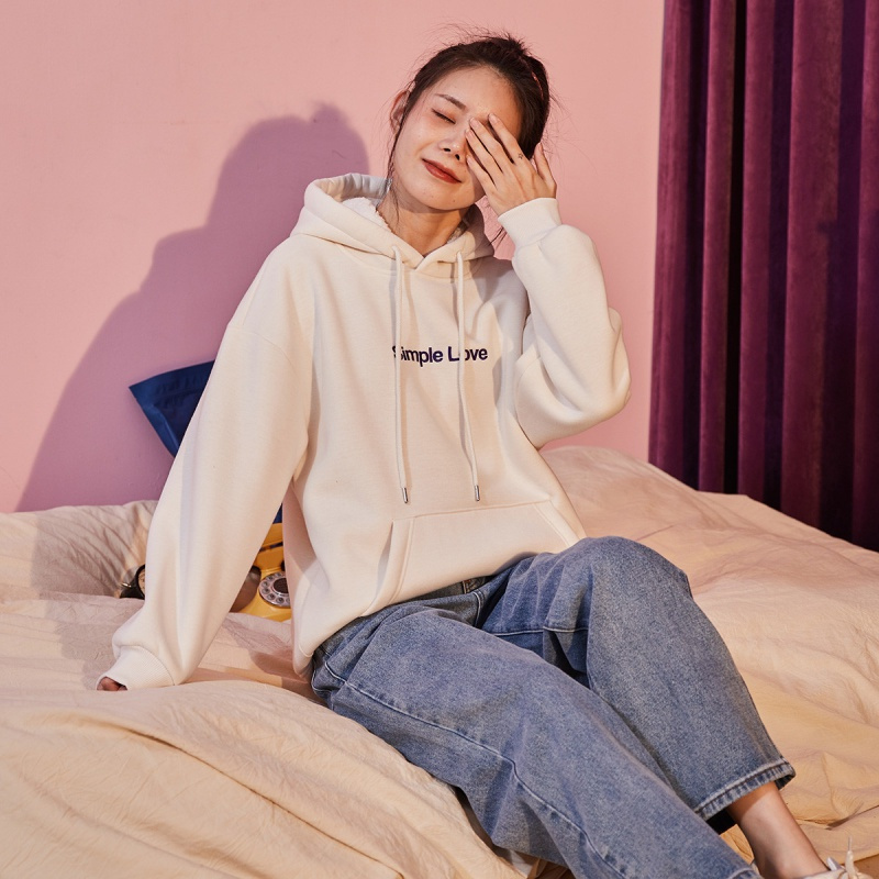 唐狮连帽字母绣花卫衣女春季新款韩版时尚俏皮长袖上衣潮