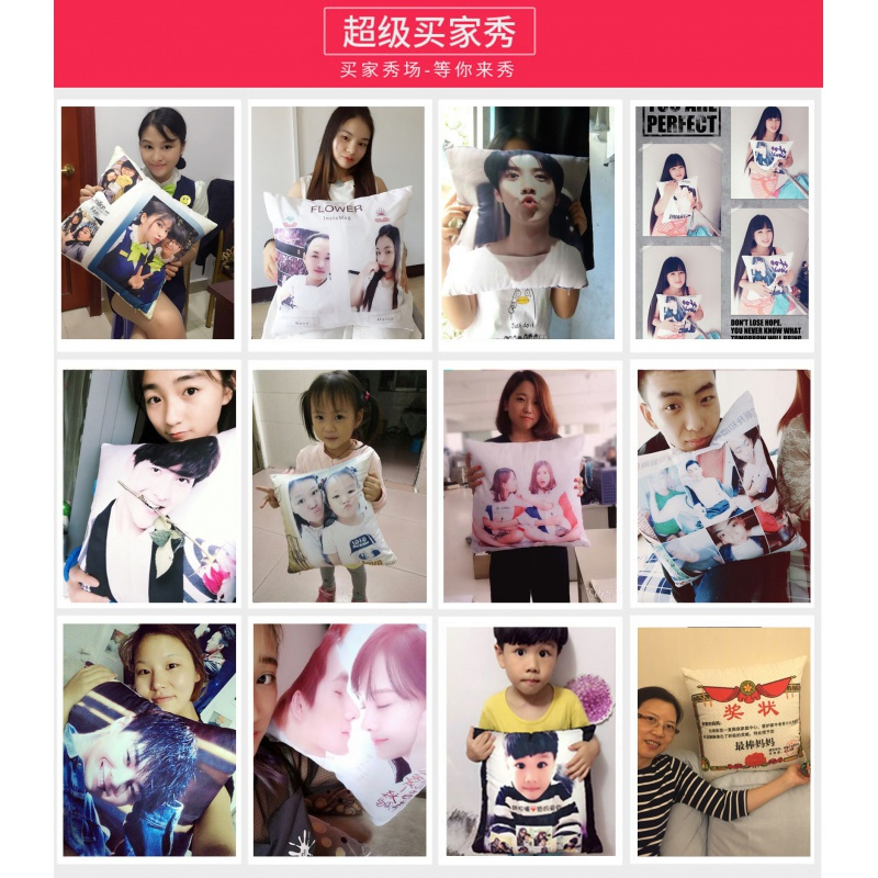 美帮汇DIY来图定制订做照片抱枕创意明星枕头被子肖战 一博学生靠枕 双面印制复古棉麻 推荐45×45cm含枕芯
