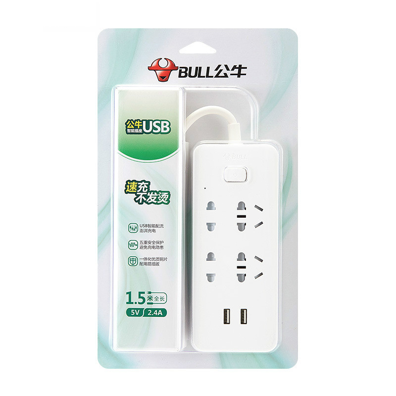 公牛 GNV-UUA124 双USB 4位总控开关插排有线插座 全长 1.5米 (单位 : 件)