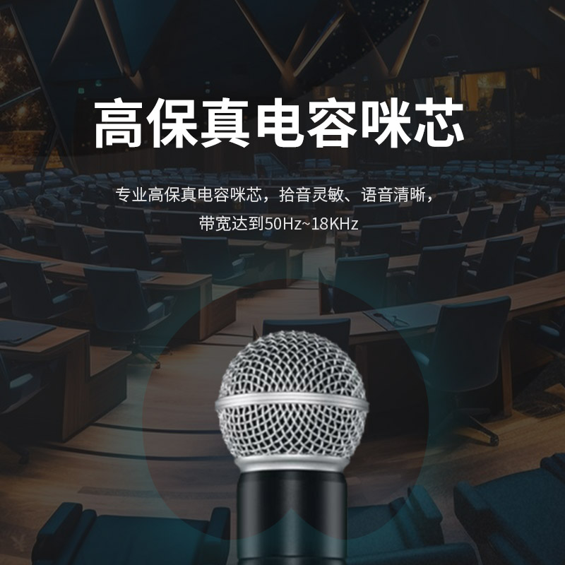 润普Runpu会议音频扩声系统 真分集+UHF 专业无线一拖二红外对频手持麦克风话筒RP-SU102S高清大图