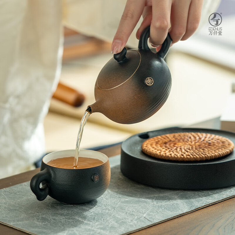 万仟堂整套茶具陶瓷茶杯茶壶套装 万事胜意·随手礼01 1壶1承2杯高清大图
