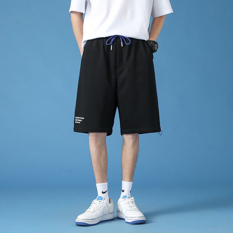 真维斯2022夏季新款韩版潮流薄款直筒裤运动裤宽松百搭印花七分裤图片