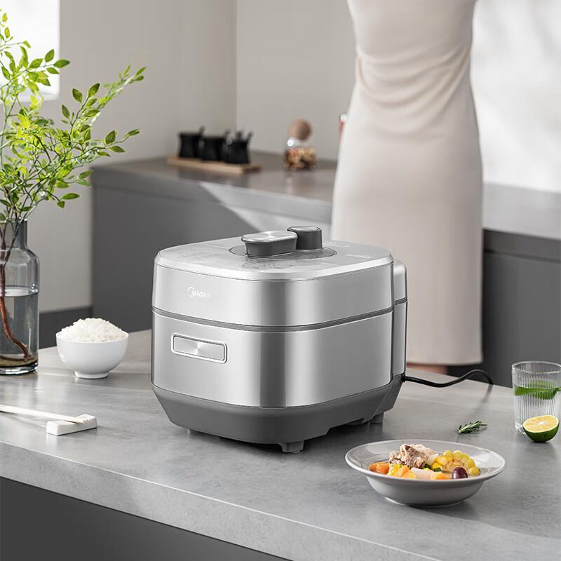 美的(Midea)电压力锅2200W-IH大火立体加热 超速嫩香6分钟一道菜 双钢内胆高压锅MY-S5177K高清大图