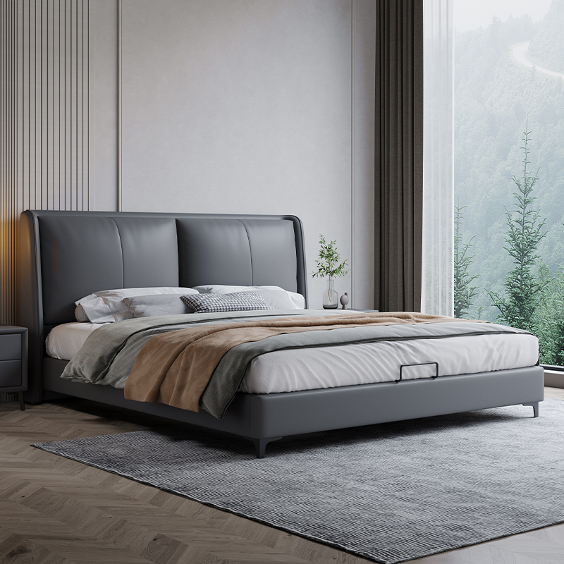 梵宜真皮床现代简约婚床轻奢ins主卧婚床意式极简15米高端皮艺床