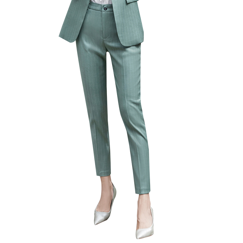 女先生女士西裤秋季新款女西装裤工作裤职业修身高腰显瘦九分小脚裤竖