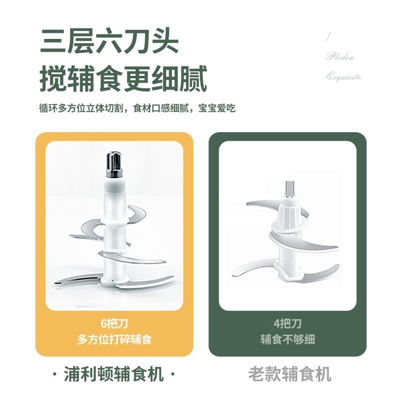 美国浦利顿(PLODON)辅食机婴儿辅食机宝宝迷你绞肉机电动家用多功能料理机HAY-8106咖啡色+调奶器
