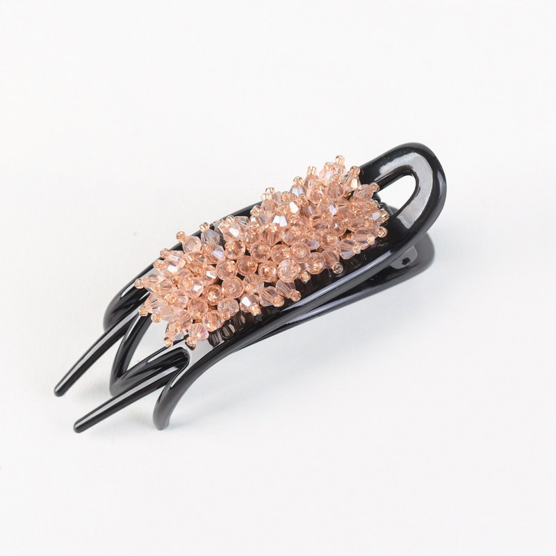 简约发饰品水晶串珠香蕉夹顶夹成人百搭盘发马尾发卡夹子抓夹