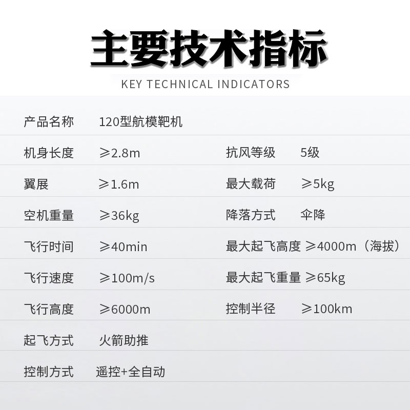 疆明航空 JM-120型航模靶机(高原型)高清大图