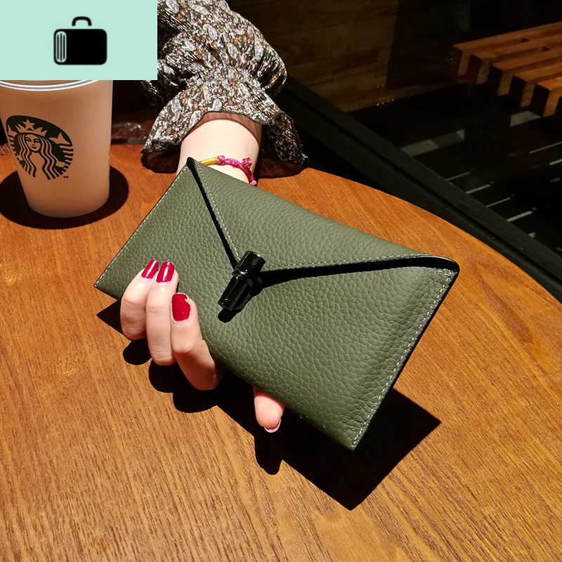 皮钱包女长款薄款韩版ins潮超薄个性2020新款时尚复古欧美皮夹NEW LAKE 绿色现货