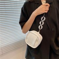 夏天迷你马卡龙小包包女2021新款潮时尚百搭链条斜挎包洋气小方包 白色