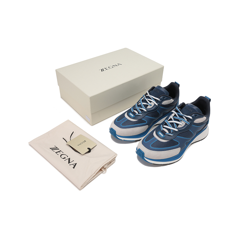 杰尼亚zzegna男士织物配皮系带休闲运动鞋221lhutea5159x