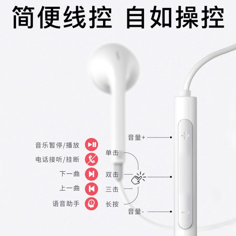 漫步者(EDIFIER)H180Plus半入耳式有线耳机3.5mm接口高清大图