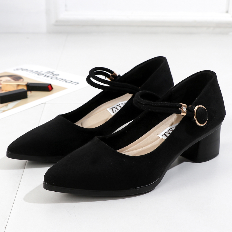 努特春夏新款老北京布鞋中跟单鞋舒适职业黑色工装工作鞋时装浅口女鞋