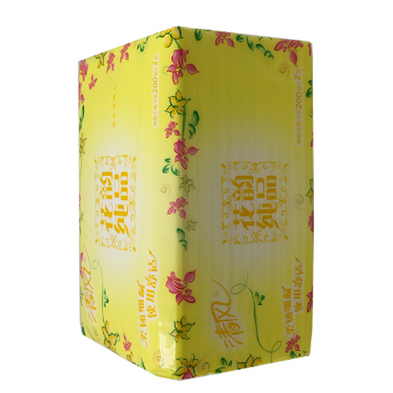 清风200抽小花韵双层花韵纸巾抽纸餐巾纸面巾纸48包整箱
