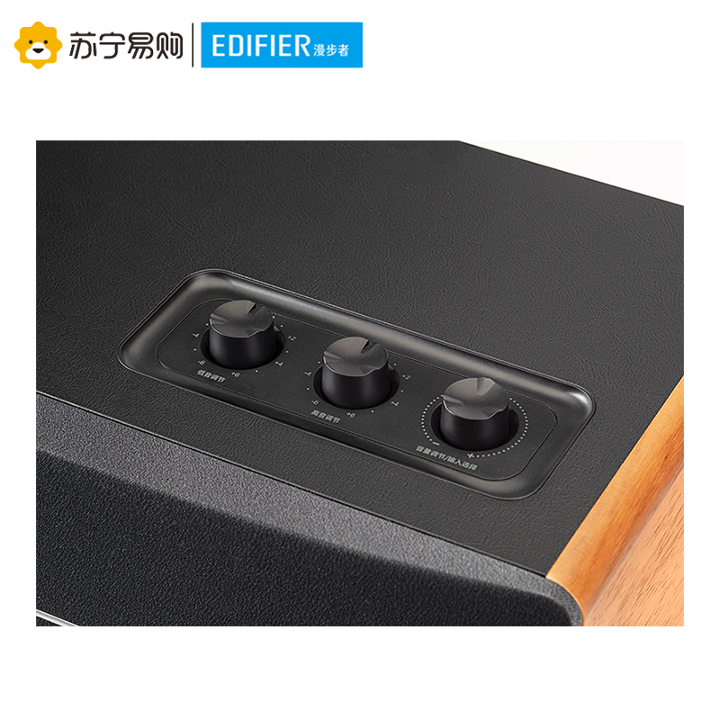 EDIFIER漫步者D12无线蓝牙木质音箱电脑多媒体5.0便捷式无线音响家用环绕木纹色 猫宁高清大图