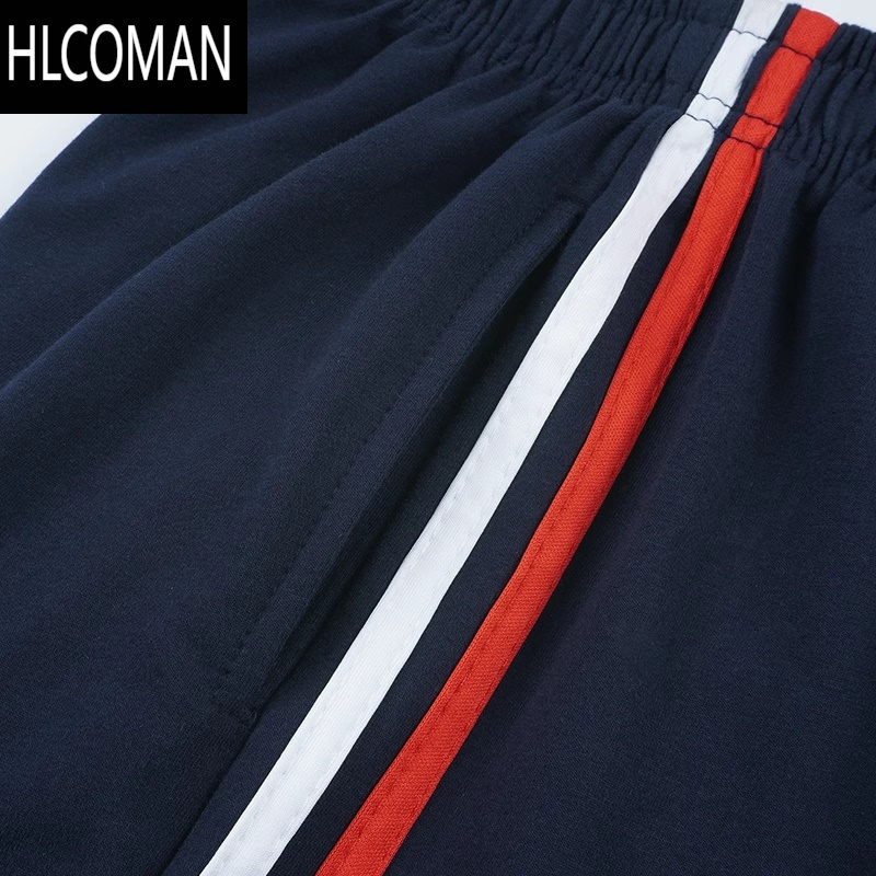 HLCOMAN校服裤子男女夏季藏青藏蓝高中生一条杠小学生两条红白杠短裤校裤