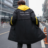 【领券满减】伊则新款韩版男士外套男棉服棉衣拼色拼接中长款大衣风衣棉外套M669