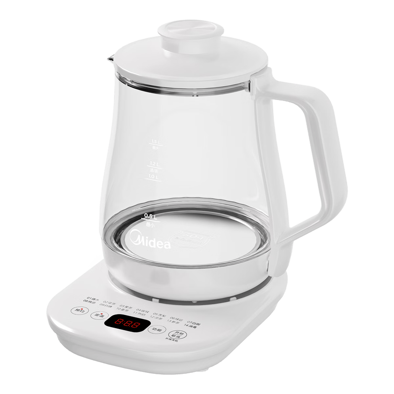 美的(Midea)养生壶家用多功能全自动烧水壶煮茶壶办公室玻璃电水壶 MK-VS15P601高清大图