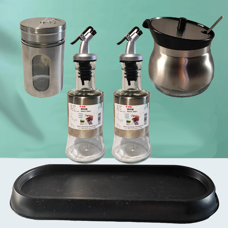 炯毅 不锈钢调料罐调味盒味盅猪油罐厨房料缸圆形调味盒打蛋盆辣椒罐家用调味罐 调料盒套装 四件套 套高清大图