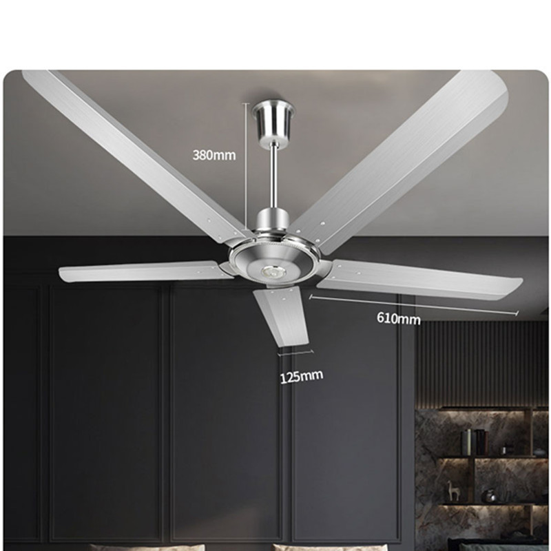 奥克斯吊扇客厅家用56寸五叶不锈钢纯铜电机工业吊式电风扇电扇1400mm