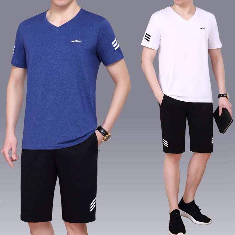 锋非凡品牌2020新款中老年运动套装男夏季爸爸夏运动服休闲男士短袖