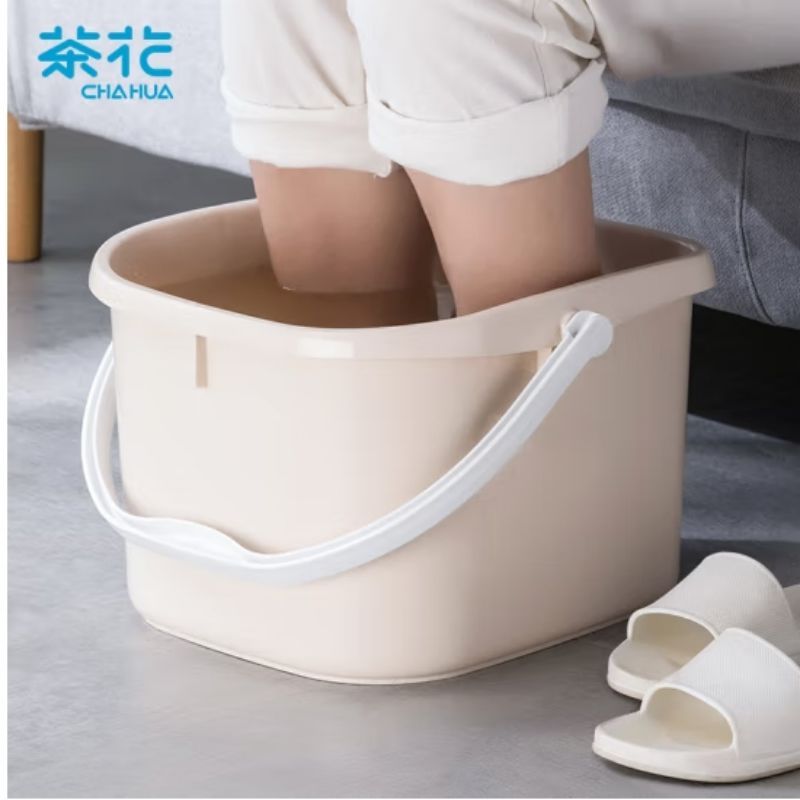茶花泡脚桶家用大号塑料洗脚盆提水桶塑料盆加厚足浴盆舒益沐足盆
