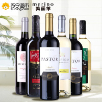 智利进口红酒 6款进口葡萄酒(4红+2白)组合整箱装 750ml*6瓶