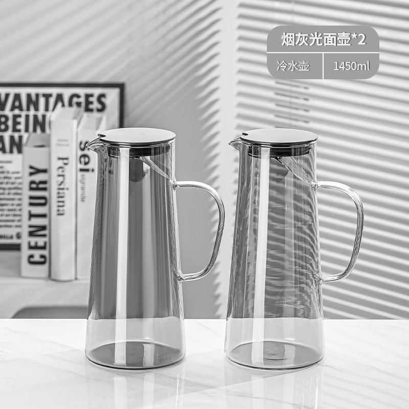 【补贴10%】冷水壶杯子套装玻璃水壶防爆耐高温凉水壶高硼硅泡茶壶热水壶轻奢 高硼硅壶1450ml*2开水直入 均码