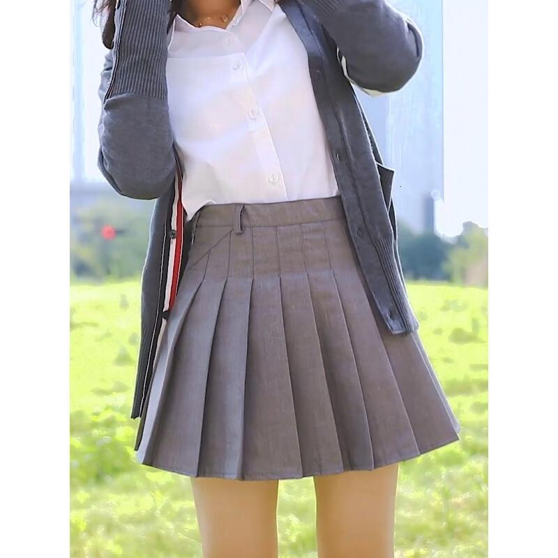 2018新款女夏韩版学生高腰学院风ulzzang港味百褶裙短裙ins半身裙灰色百褶裤裙