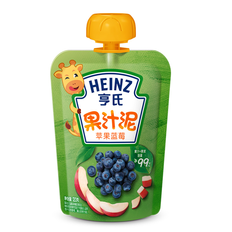 亨氏(Heinz)乐维滋果汁泥果泥苹果蓝莓120g 亨氏果泥婴儿果泥吸吸乐 宝宝水果泥辅食宝宝营养零食果汁泥高清大图