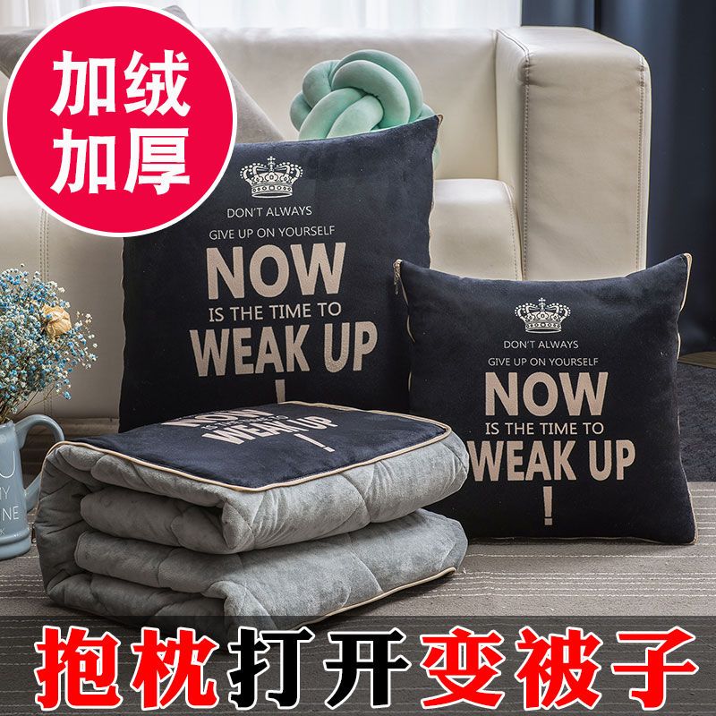 抱枕被子两用冬季双面珊瑚绒车载被子午睡汽车用加厚折叠毯二合一高清大图