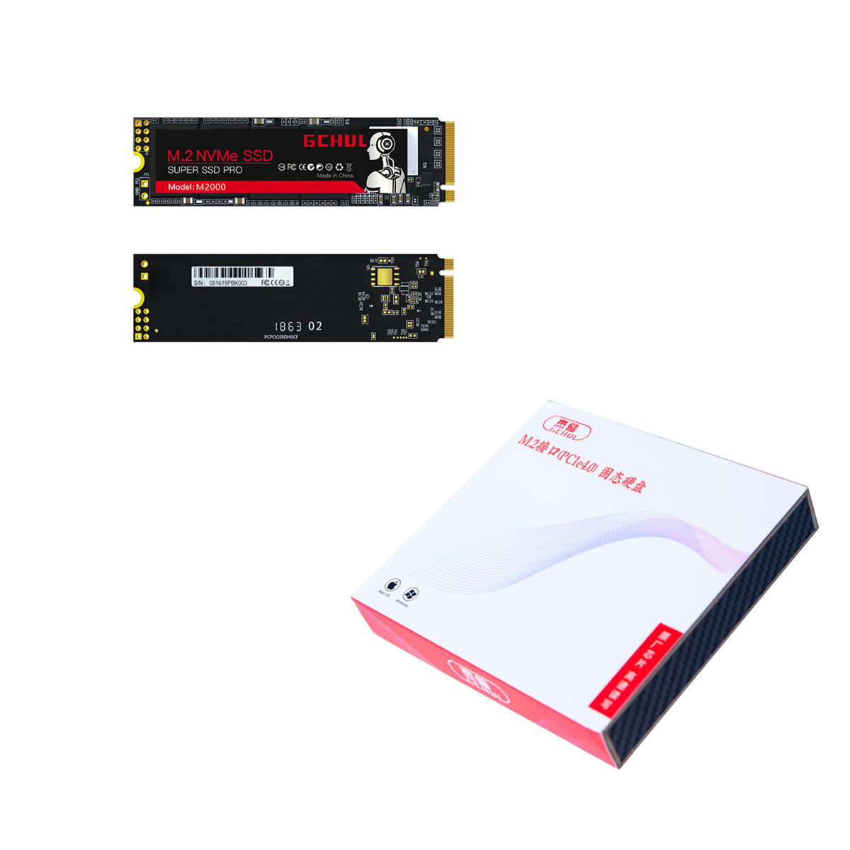 杰储(GCHUL) M2000 256g M.2接口(PCIe4.0) 固态硬盘 (计价单位:个) 黑色高清大图