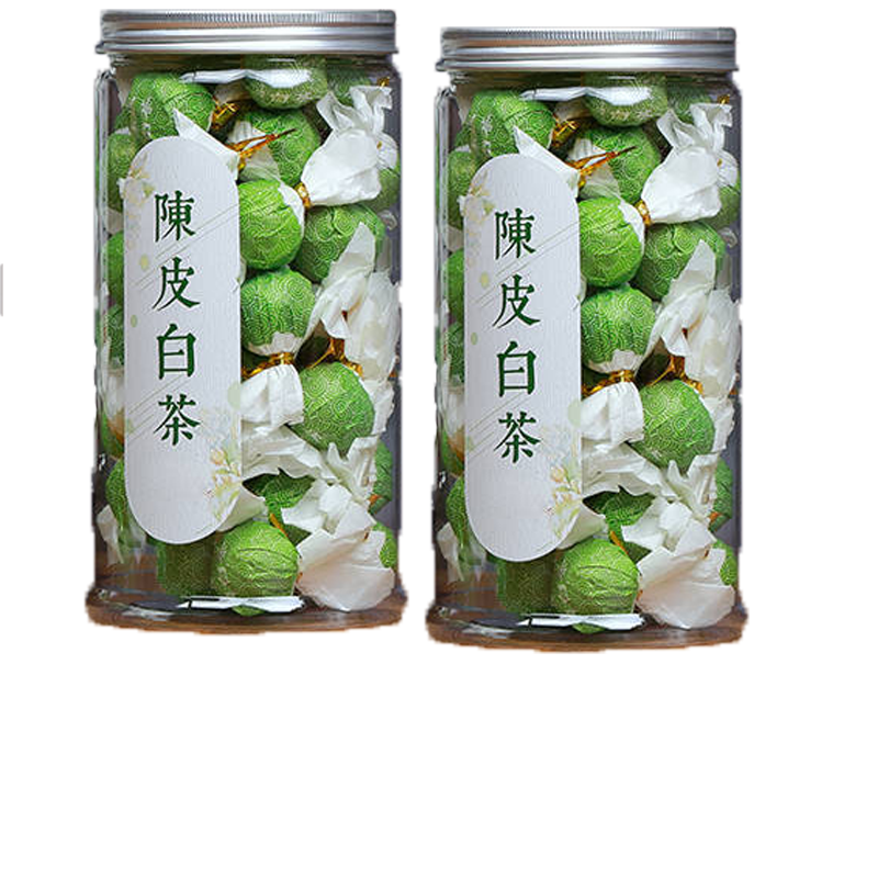 源御露(Yuan Yu Lu)陈皮白茶高山陈年老白茶寿眉白茶老贡眉龙珠球福鼎茶叶罐装 两罐共500g