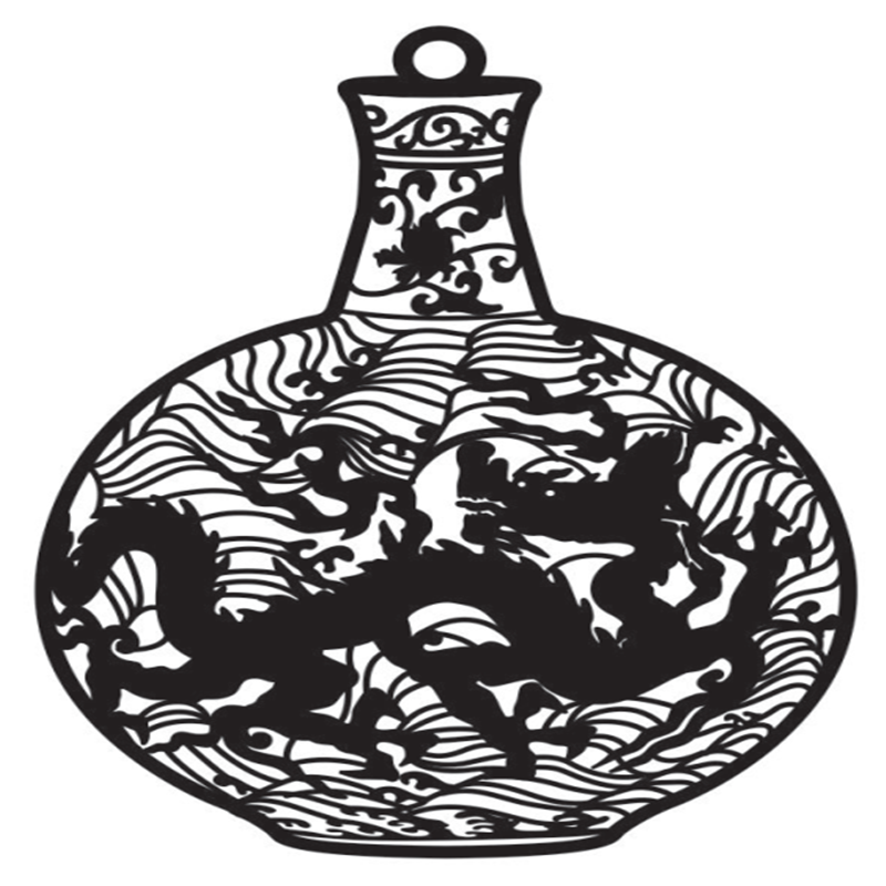 国博超薄书签——青花龙纹瓶薄(红)