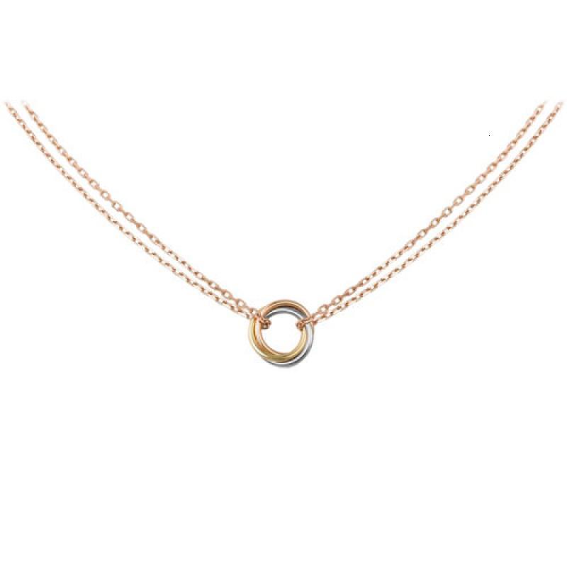 cartier卡地亚trinity系列18k金金白金玫瑰金三色三环项链b7218200