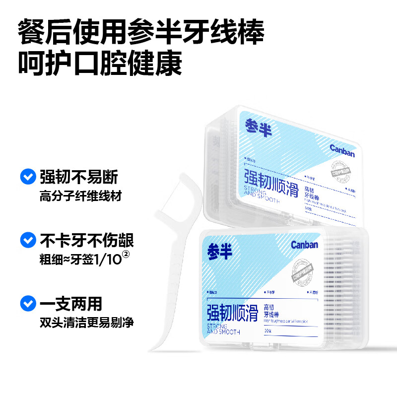 参半高韧牙线棒50只装 (颜色随机)*2高清大图