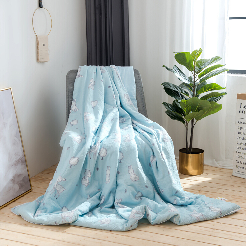 人造棉棉绸夏凉被空丝棉春秋儿童幼儿园单人双人绵绸夏薄小被子