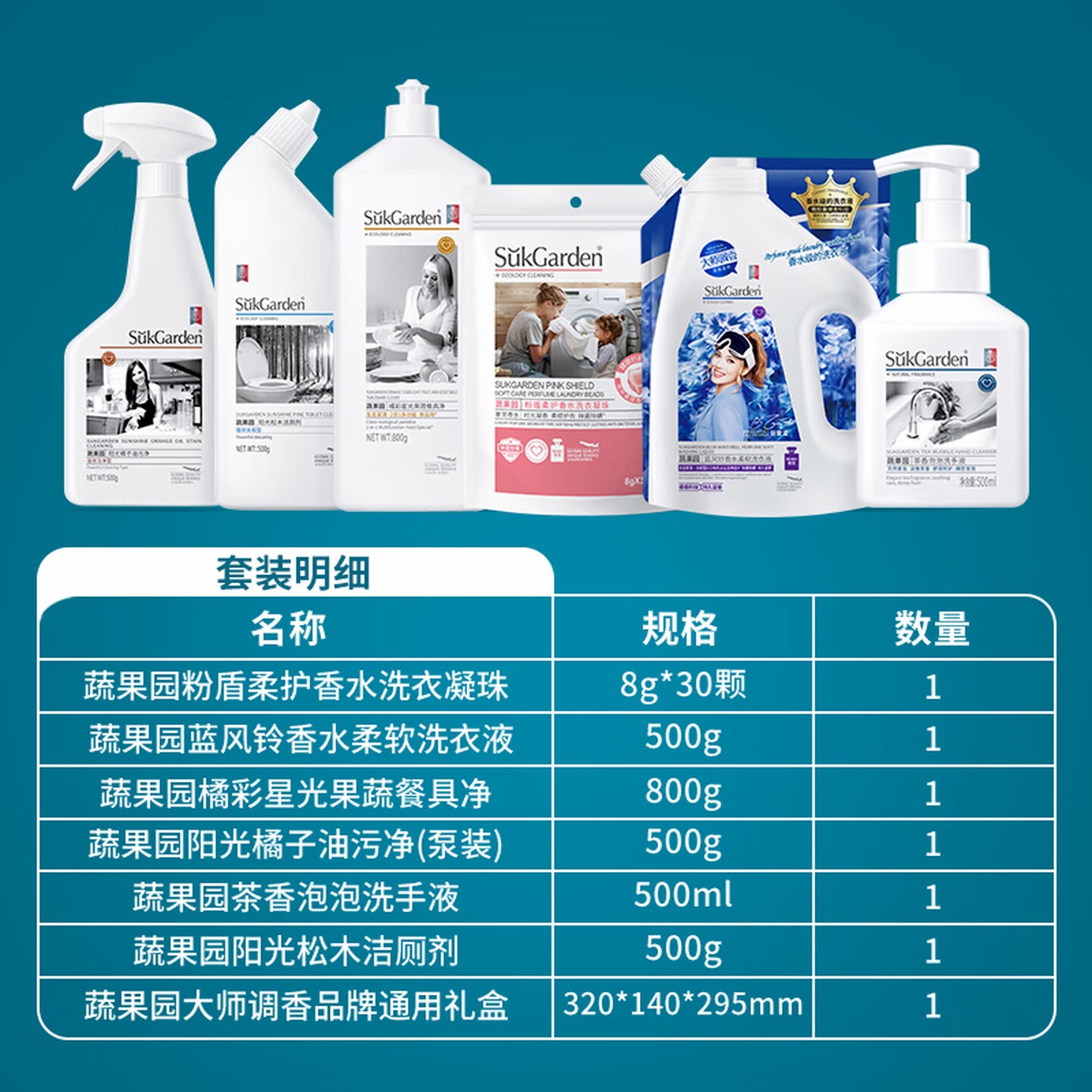 蔬果园洗护家清套 装礼盒 谷爱凌洗衣液洗衣凝珠 大师调香繁华礼包6件套高清大图