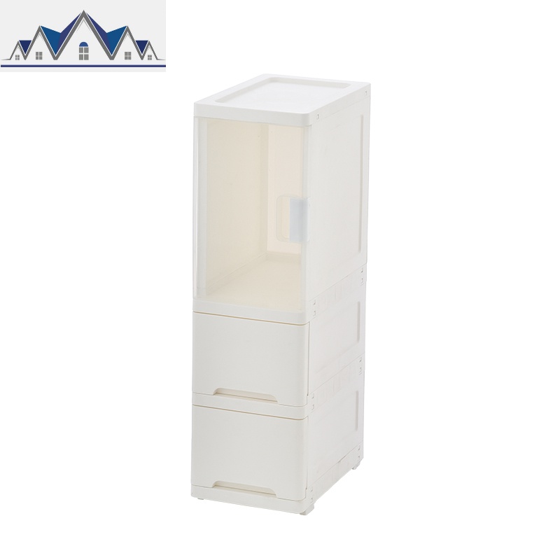 24宽厨房夹缝收纳柜开抽屉式冰箱缝隙窄柜35深床头储物整理收纳 三维工匠 3层白色（2抽屉1门）80高1个