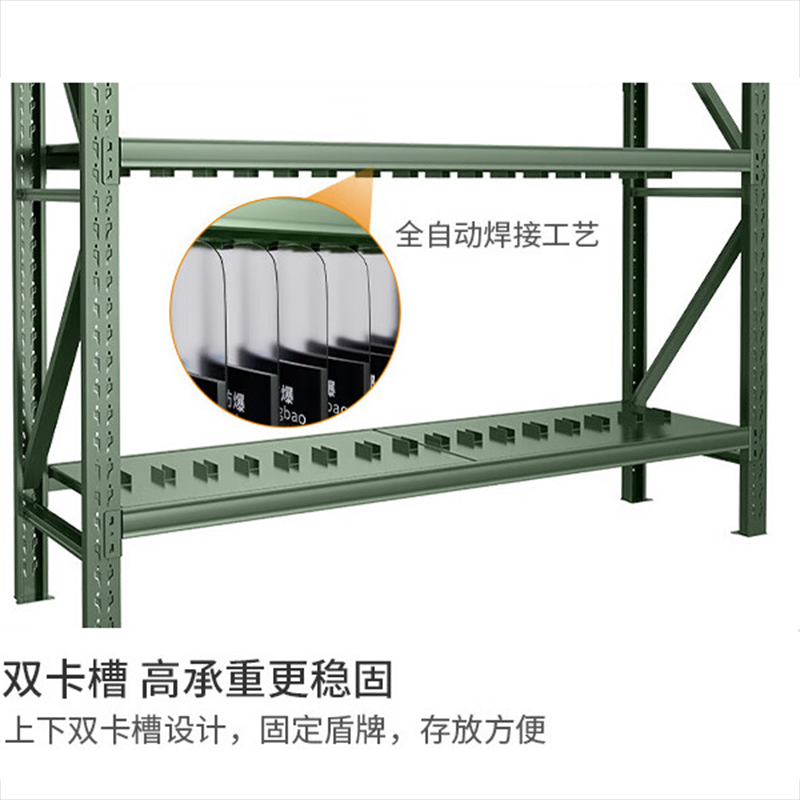 格具(GEJU) 货架 单层称重500公斤双层盾牌架带轮子带侧网三层军绿色高清大图