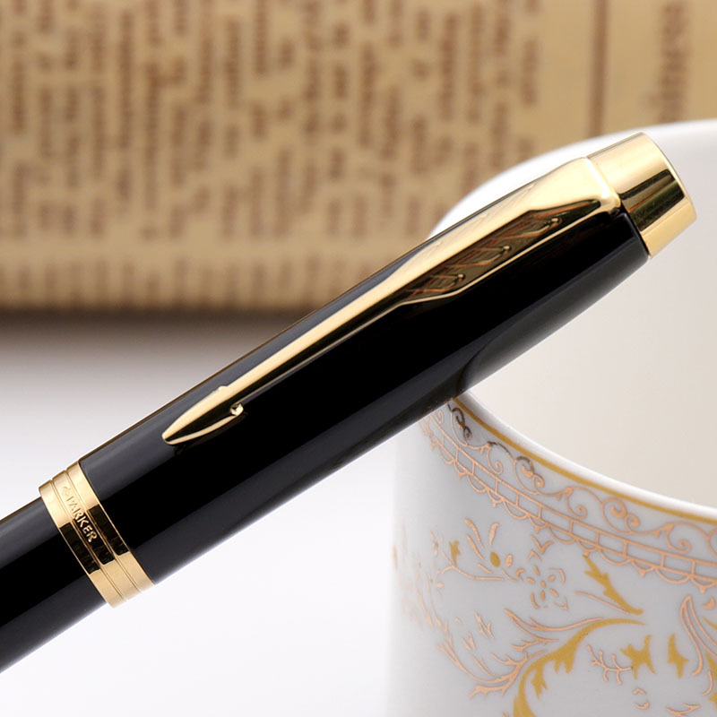 派克PARKER IM纯黑丽雅金夹宝珠笔 学生商务办公文具用品日常书写0.7mm宝珠笔芯