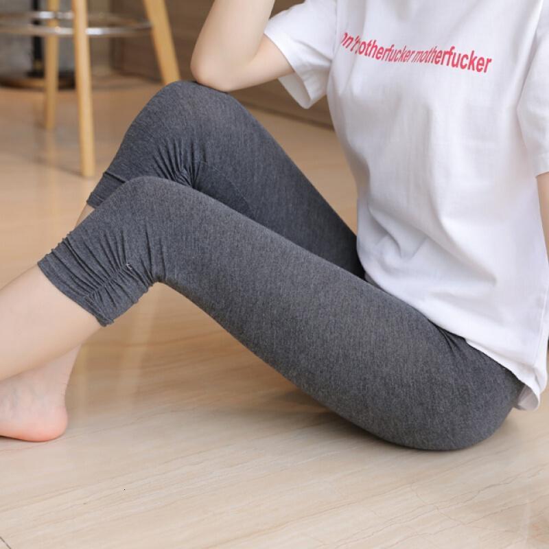 莫代尔七分裤褶皱款打底裤女夏季薄款大码胖mm弹力显瘦瑜伽紧身裤