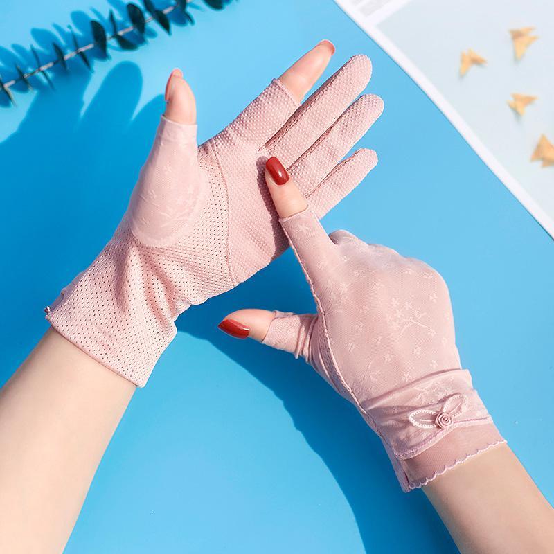 出二指骑车开车露两指冰丝手套女夏韩版防滑短款透气