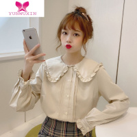 YUNWUXIN秋季2022年新款法式甜美娃娃领衬衫女设计感小众内搭打底白色衬衣
