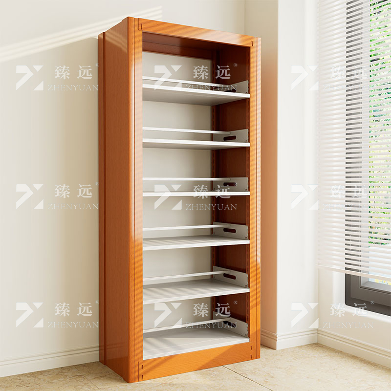 臻远 ZY4072631 钢制书架黄色转印图书馆书架资料架 双面6层一列一组 1000*450*2000高清大图